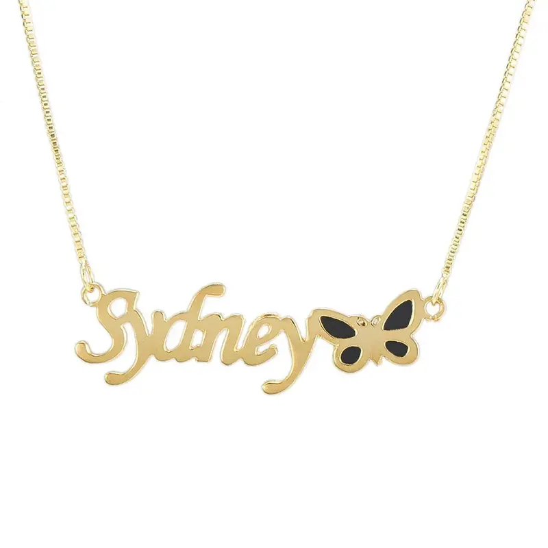 Noble Dazzling Butterfly Custom Name Necklace 7