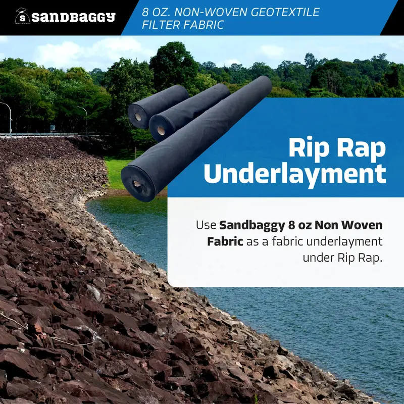 Non-Woven Geotextile Filter Fabric (8 Oz) For Drainage & Gravel / Rock Underlayment - Toughest On The Market - Made In Usa 13