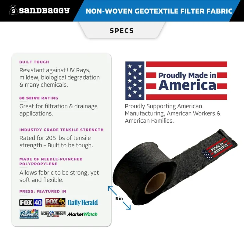 Non-Woven Geotextile Filter Fabric (8 Oz) For Drainage & Gravel / Rock Underlayment - Toughest On The Market - Made In Usa 18