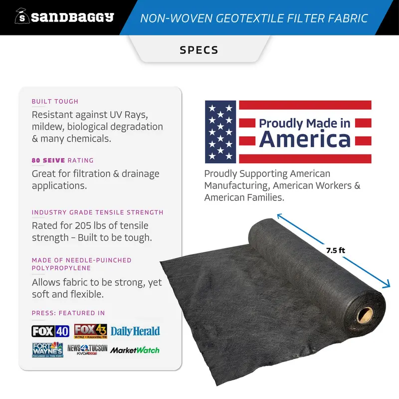 Non-Woven Geotextile Filter Fabric (8 Oz) For Drainage & Gravel / Rock Underlayment - Toughest On The Market - Made In Usa 23