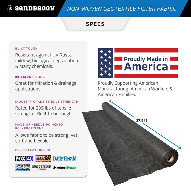 Non-Woven Geotextile Filter Fabric (8 Oz) For Drainage & Gravel / Rock Underlayment - Toughest On The Market - Made In Usa 29