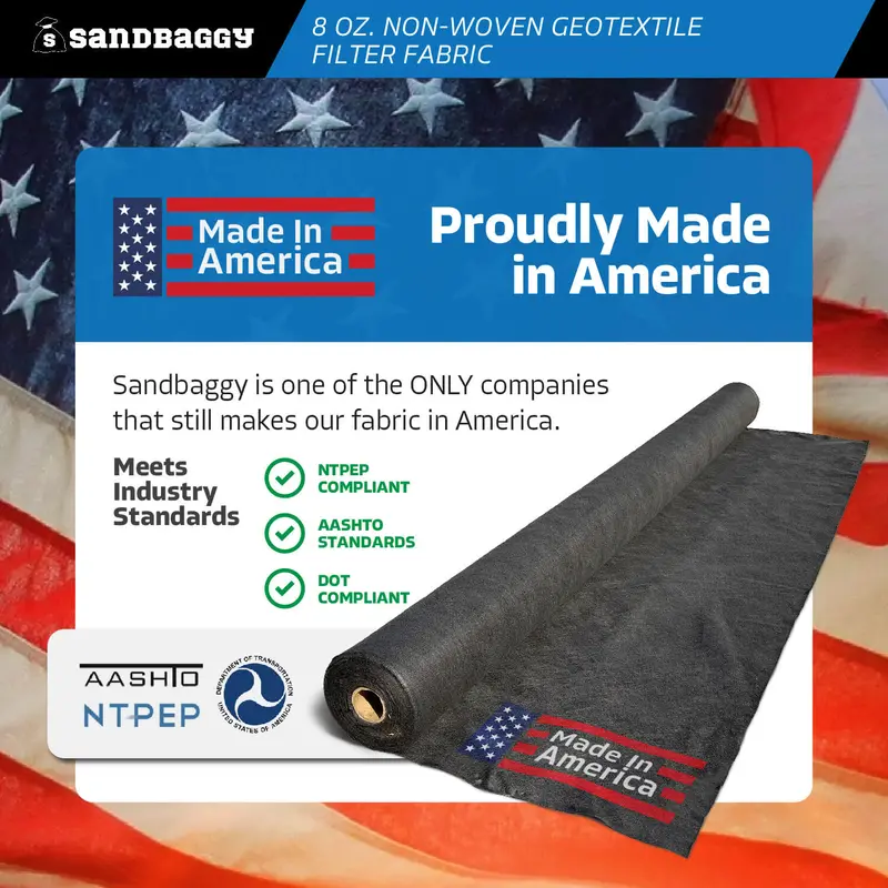 Non-Woven Geotextile Filter Fabric (8 Oz) For Drainage & Gravel / Rock Underlayment - Toughest On The Market - Made In Usa 3