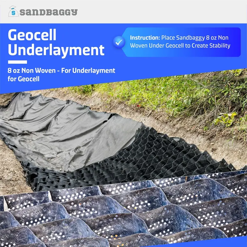 Non-Woven Geotextile Paver Underlayment Fabric (8 Oz) - All Pavers Types - Made In Usa 8