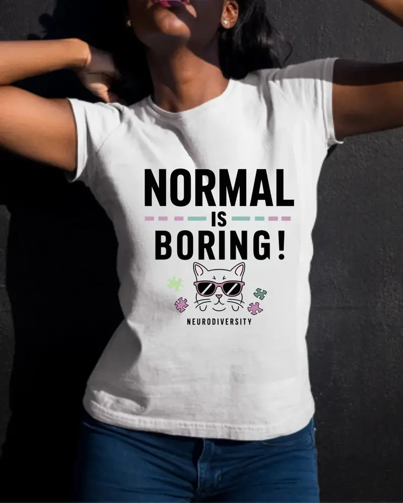 Normal Is Boring Moms Dad Parents Autistic Awareness Cotton T-Shirt 3