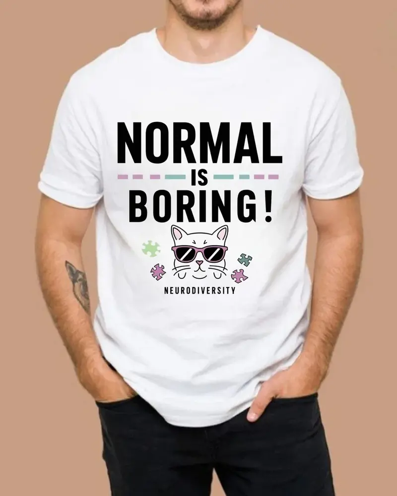 Normal Is Boring Moms Dad Parents Autistic Awareness Cotton T-Shirt 4