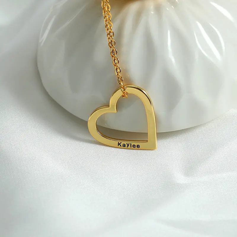 Novel Fashion Hollow Heart Design Customizable Name Versatile Necklace 1