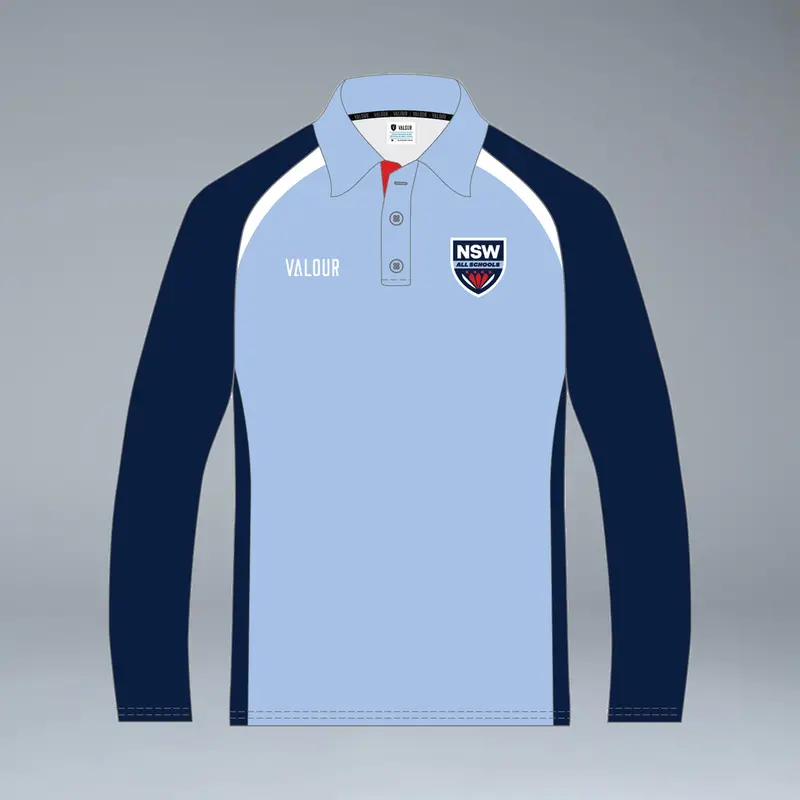 Nsw All Schools Unisex Long Sleeve Sky Blue Playing Polo 1