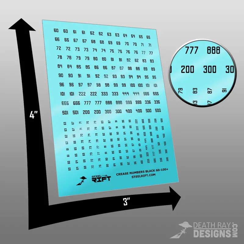 Number Decals- Crease Black 100 1