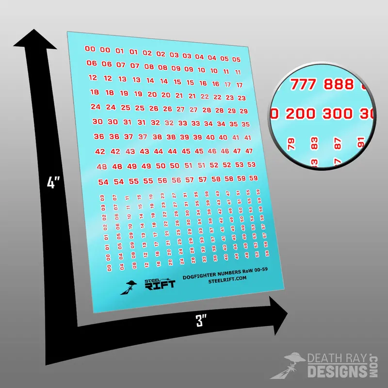 Number Decals- Dogfighter Red On White 100 1