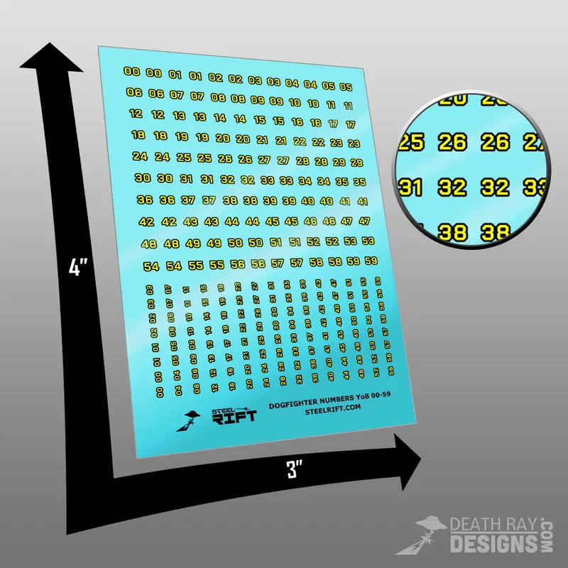 Number Decals- Dogfighter Yellow On Black 59 1