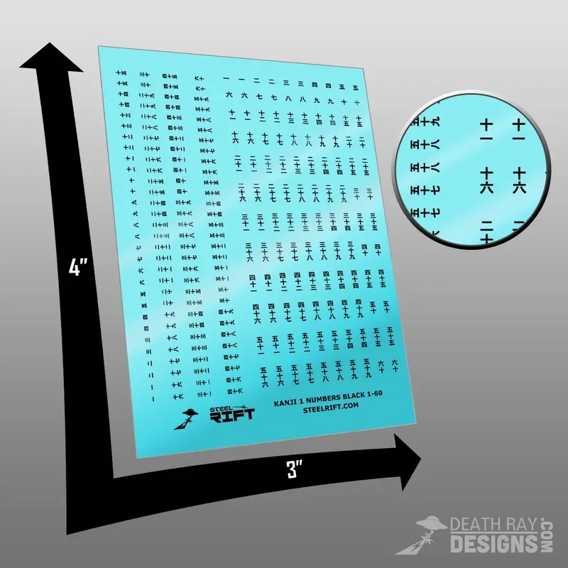Number Decals- Kanji Numbers Black 1-60 1