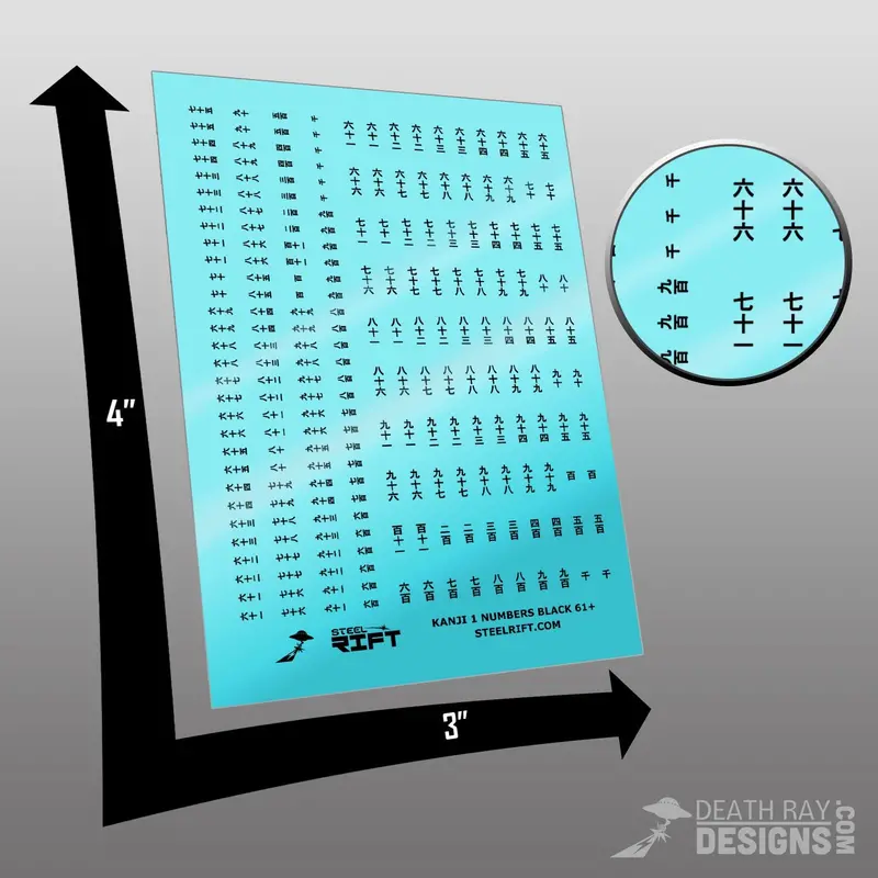 Number Decals- Kanji Numbers Black 61+ 1