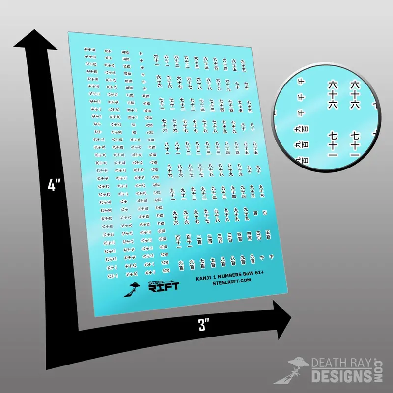 Number Decals- Kanji Numbers Black On White 61+ 1