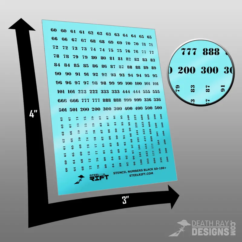 Number Decals- Stencil Black 100 1