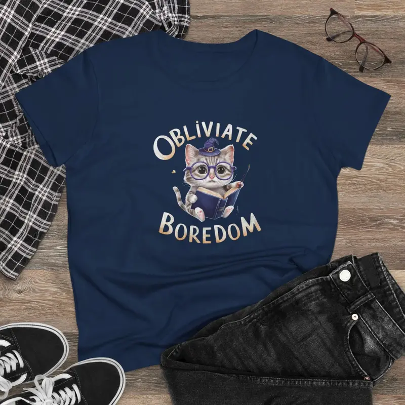 Obliviate Boredom Book Lovers Cotton Women T-Shirt 2