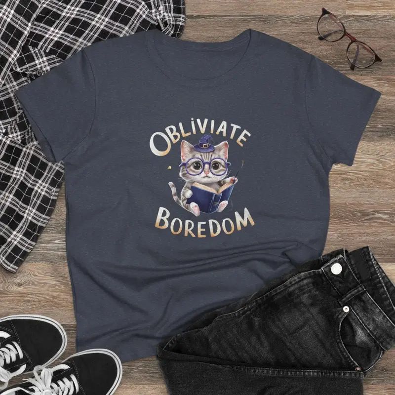 Obliviate Boredom Book Lovers Cotton Women T-Shirt 8