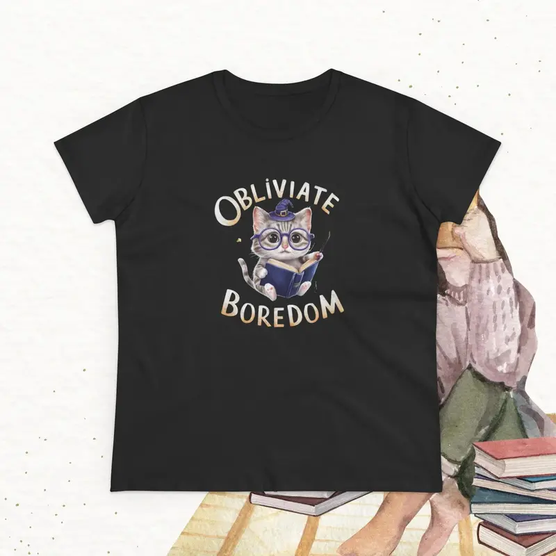 Obliviate Boredom Book Lovers Cotton Women T-Shirt 9