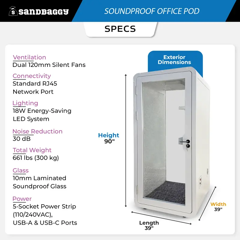 Office Phone Booth | 30Db Soundproof Privacy Pod For Work 3