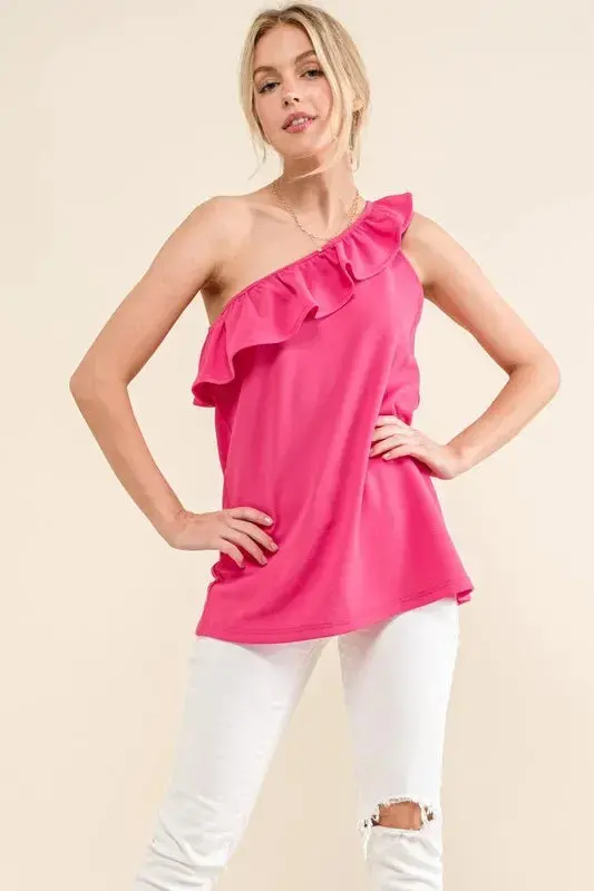 One Shoulder Sleeveless Tank Top 1