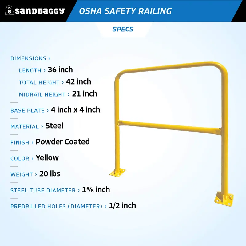 Osha Industrial Safety Railing (36" L X 42" H) - Yellow Guardrail 3