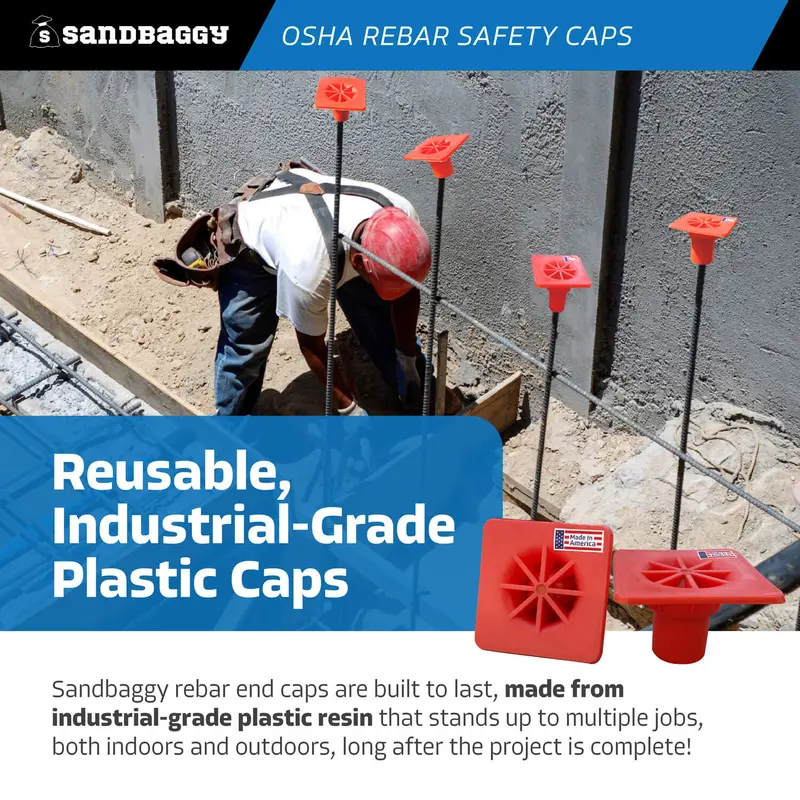 Osha Rebar Safety Caps (Impalement Protection) | Rebar #3 - #8 | T-Post Caps (Made In The Usa) 5
