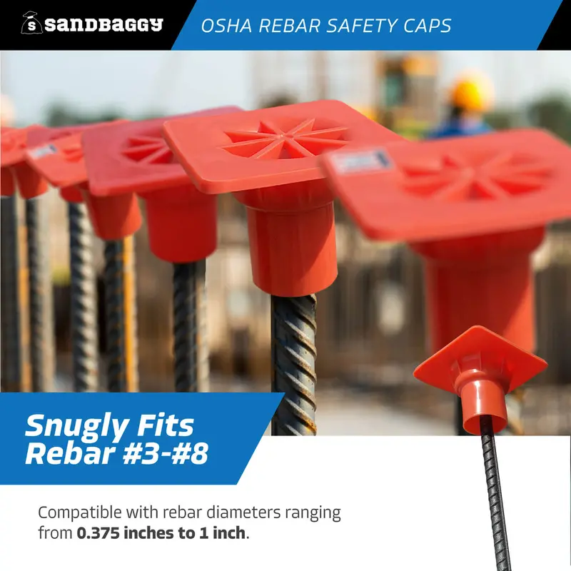 Osha Rebar Safety Caps (Impalement Protection) | Rebar #3 - #8 | T-Post Caps (Made In The Usa) 6