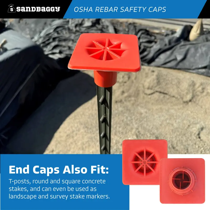 Osha Rebar Safety Caps (Impalement Protection) | Rebar #3 - #8 | T-Post Caps (Made In The Usa) 7