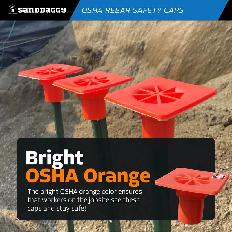 Osha Rebar Safety Caps (Impalement Protection) | Rebar #3 - #8 | T-Post Caps (Made In The Usa) 8