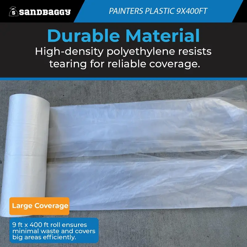 Painters Plastic Sheeting – 9 Ft X 400 Ft Clear Hdpe (0.31 Mil), Made In Usa 3