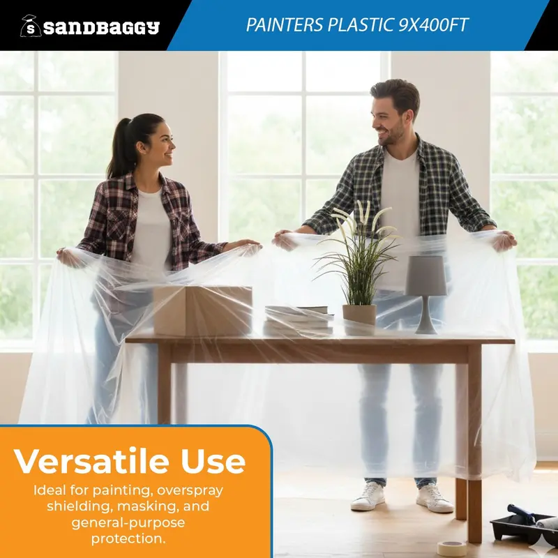 Painters Plastic Sheeting – 9 Ft X 400 Ft Clear Hdpe (0.31 Mil), Made In Usa 5