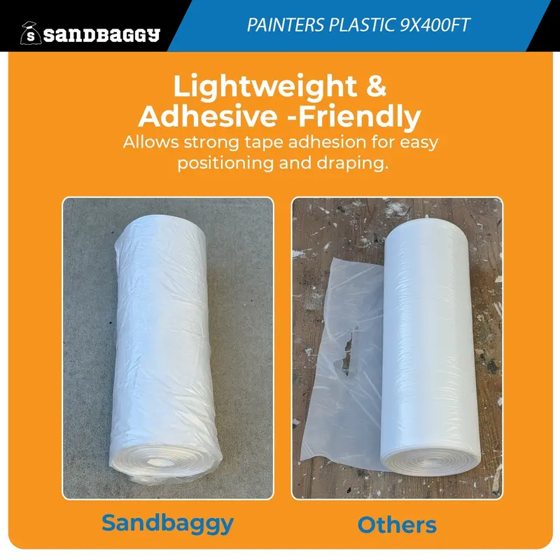 Painters Plastic Sheeting – 9 Ft X 400 Ft Clear Hdpe (0.31 Mil), Made In Usa 7