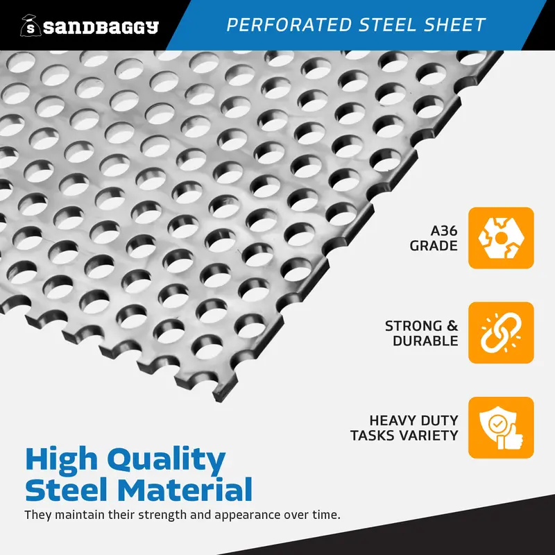 Perforated Steel Sheet 12" X 12" - Perforated Metal Sheet - 20 Gauge 5