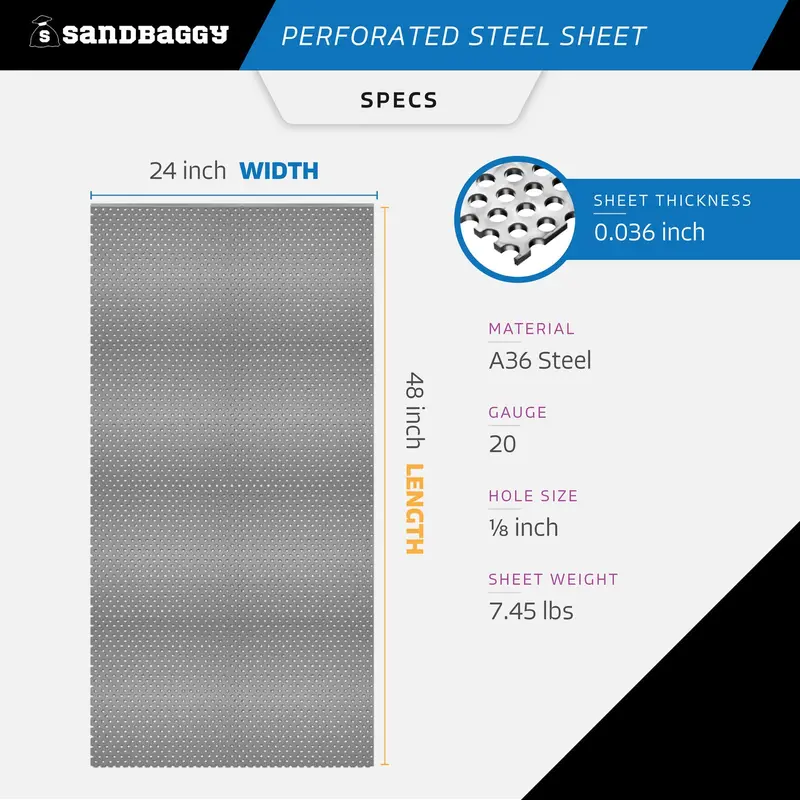 Perforated Steel Sheet 24" X 48" - Perforated Metal Sheet - 20 Gauge 2