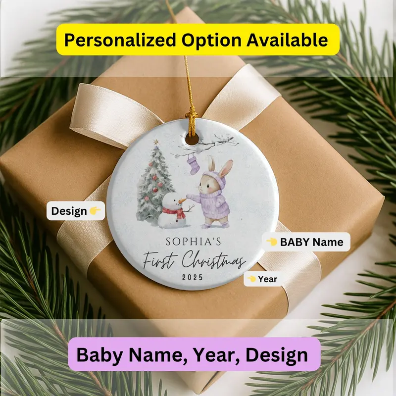 Personalized Baby’S First Christmas Ornament, Custom Newborn Keepsake Gift, Baby Girl Or Boy Gift, Baby Girl Ornament 2