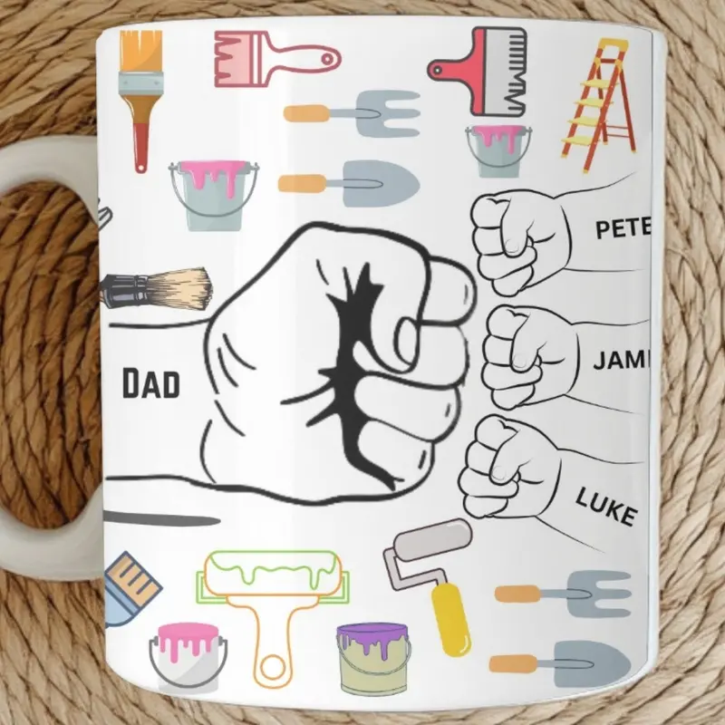 Personalized Dad Mug, Custom Dad Coffee Cup, Dad Gifts With Kids Names, Daddy Birthday Fathers Day Gifts For Dad Present From Children 1