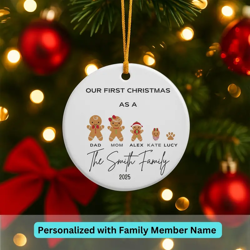 Personalized Family Ornament, Christmas Gift For Family, Family With Names, Christmas Ornament, Custom Family Keepsake, Family 2025 5