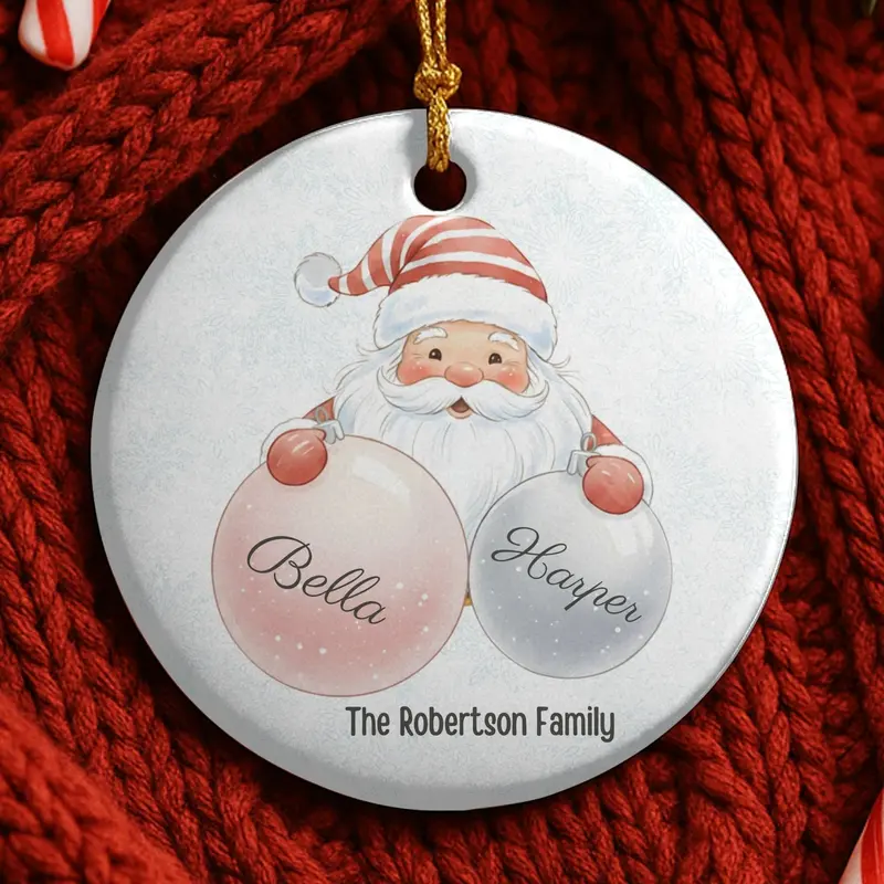 Personalized Family Ornament, Christmas Gift For Family, Family With Names, Christmas Ornament, Santa Ornament, Custom Family Gift 1