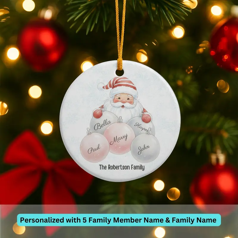 Personalized Family Ornament, Christmas Gift For Family, Family With Names, Christmas Ornament, Santa Ornament, Custom Family Gift 4