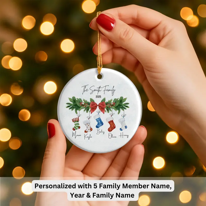 Personalized Family Ornament, Christmas Gift For Family, Family With Names, Christmas Ornament, Socks Ornament, Custom Family Gift 5
