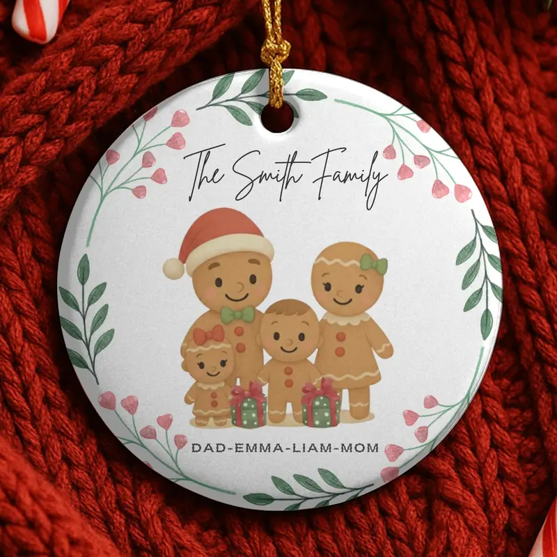Personalized Family Ornament, Christmas Gift For Family, Family With Names,Christmas Ornament, Custom Family Gift, Custom Gingerbread Family 1
