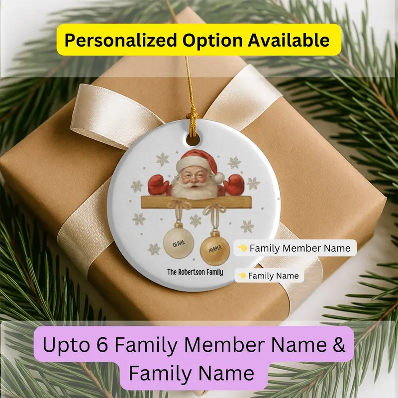 Personalized Family Ornament,Santa Ornament , Christmas Gift For Family, Family With Names, Christmas Ornament, Custom Family Gift. 2