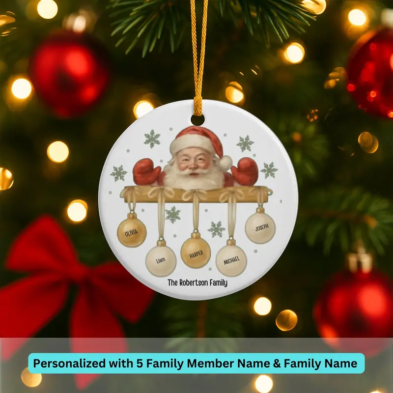 Personalized Family Ornament,Santa Ornament , Christmas Gift For Family, Family With Names, Christmas Ornament, Custom Family Gift. 4