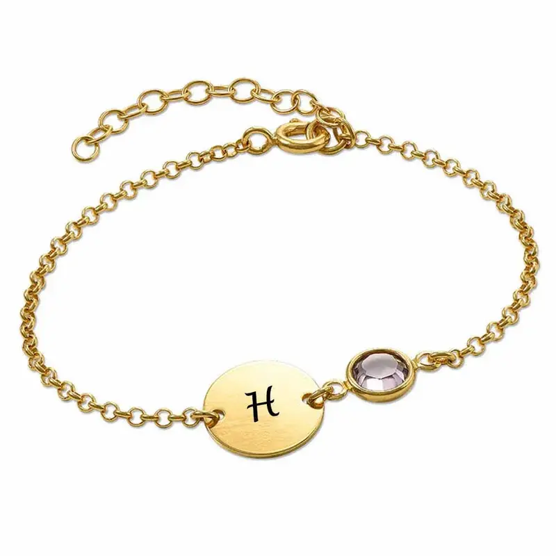 Personalized Gemstone Letter Charm Bracelet