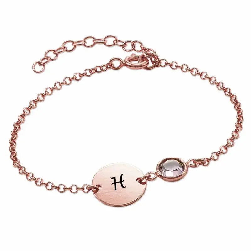 Personalized Gemstone Letter Charm Bracelet