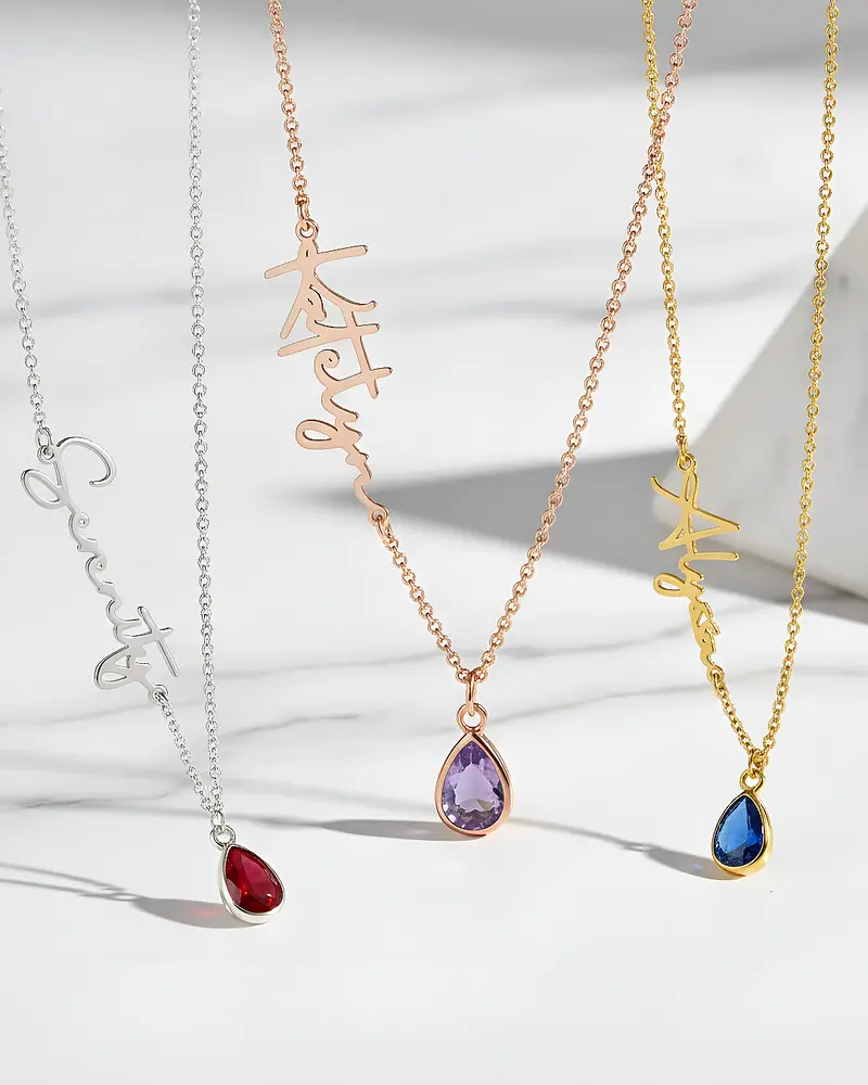Personalized Name & Birthstone Necklace 1