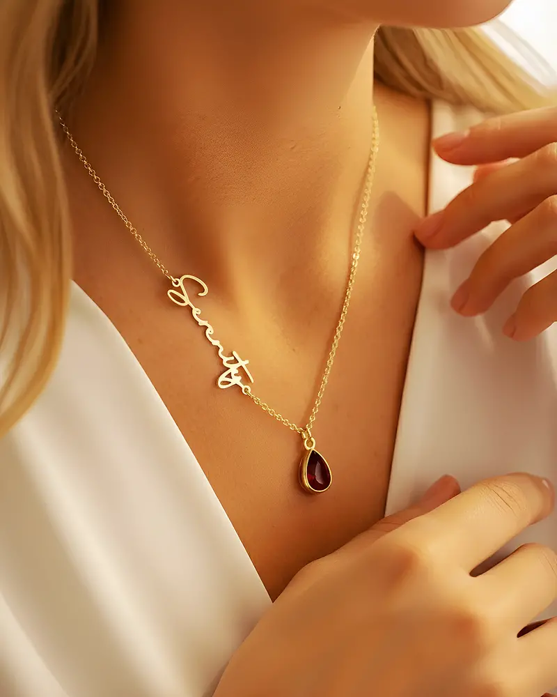 Personalized Name & Birthstone Necklace 2
