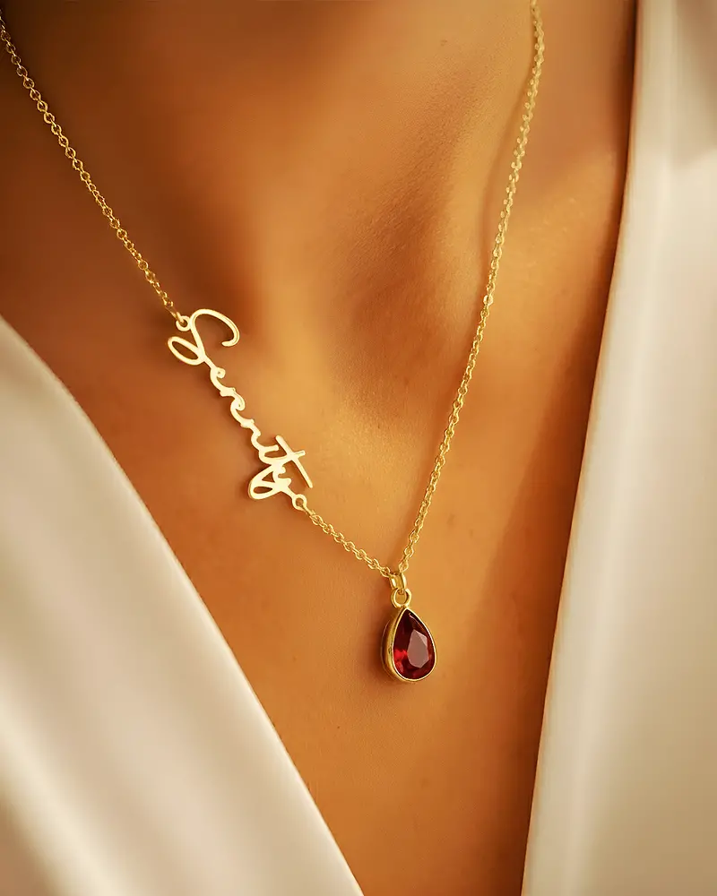 Personalized Name & Birthstone Necklace 4
