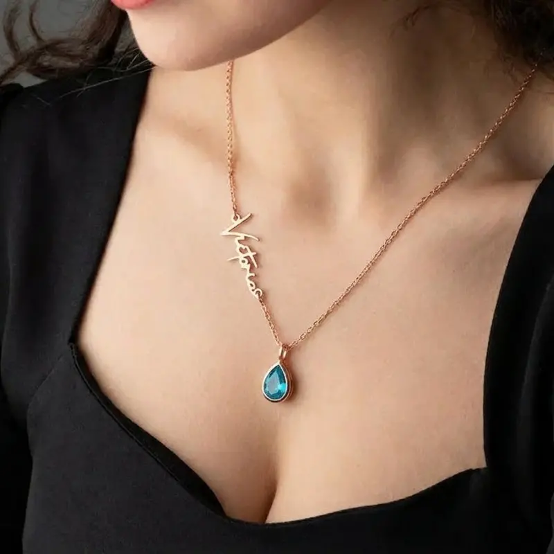 Personalized Name & Birthstone Necklace 5