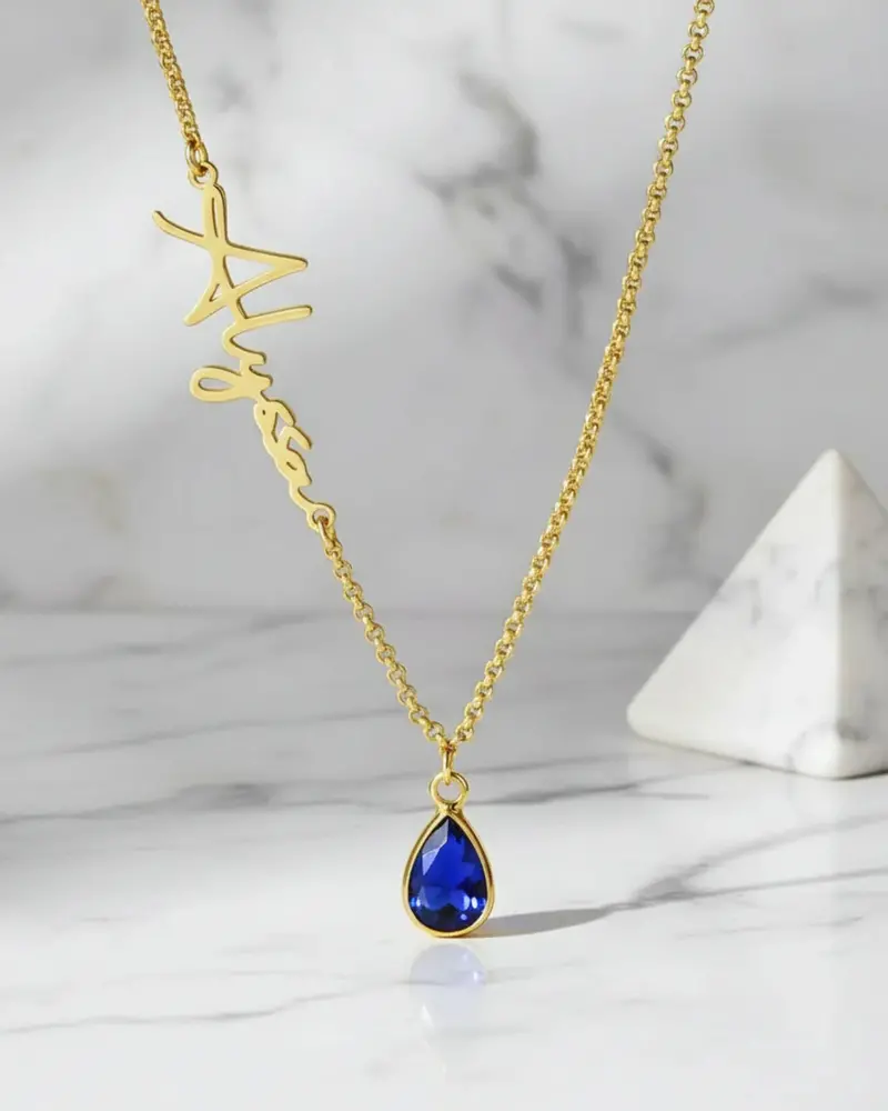 Personalized Name & Birthstone Necklace 7