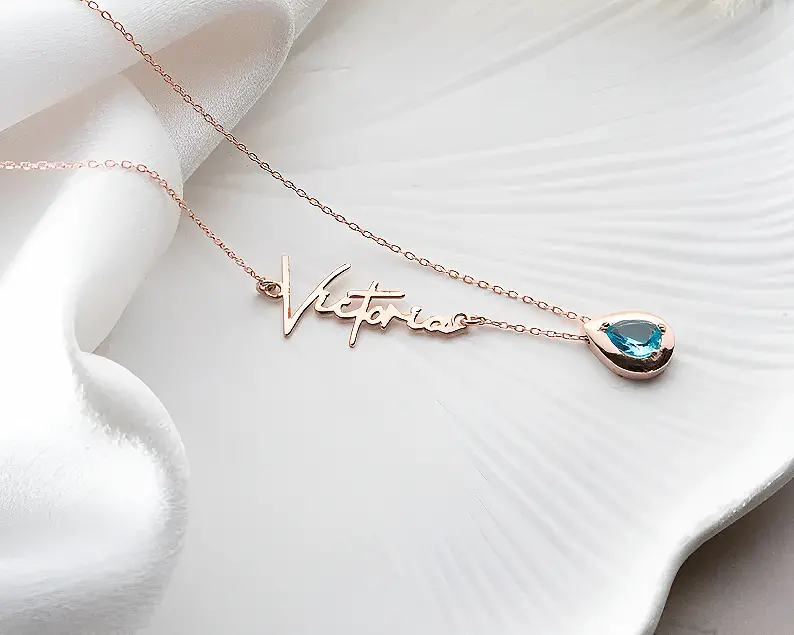Personalized Name & Birthstone Necklace 8